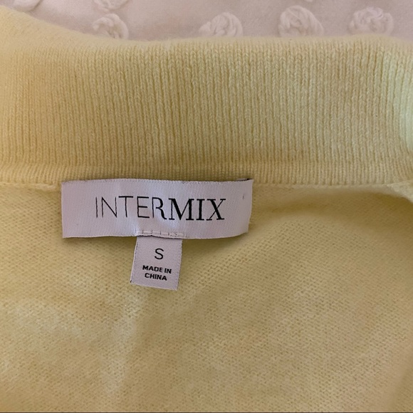 INTERMIX Hillary Cashmere Polo Sweater in Yellow - Picture 7 of 7